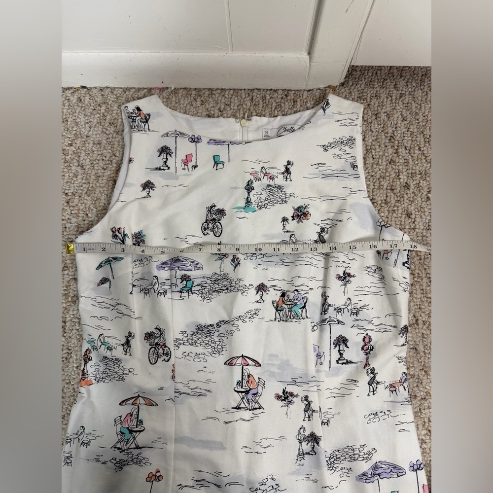 Chetta B White Parisian Scene Dress size 10 - Picture 5 of 7